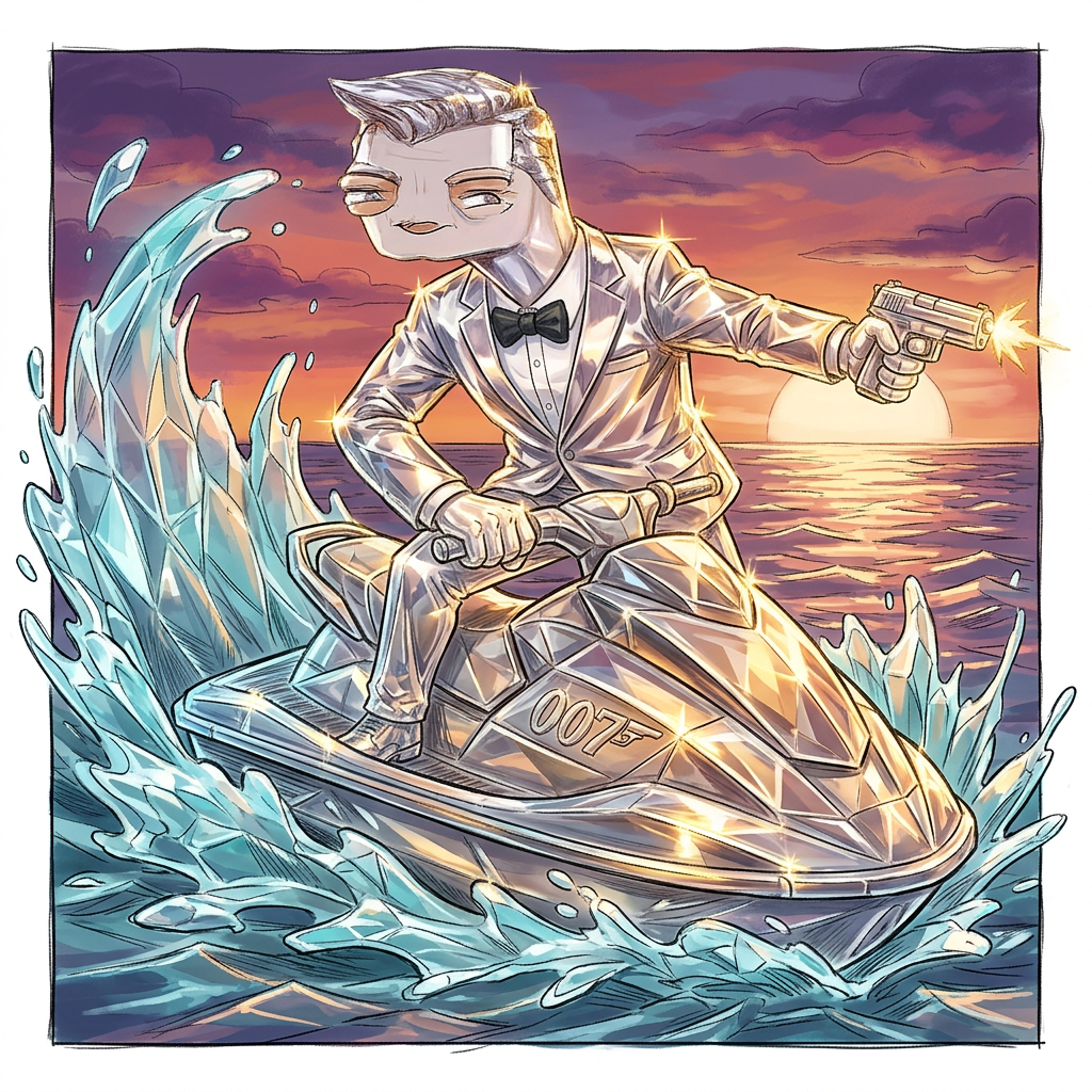 Jet Ski Burst — $BOND meme artwork